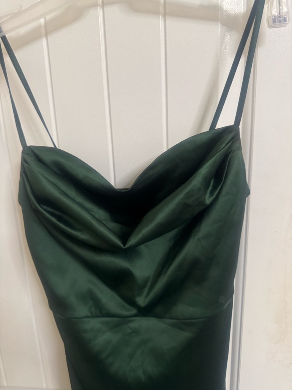 Emerald Satin Cowl Neck Slip Dress
